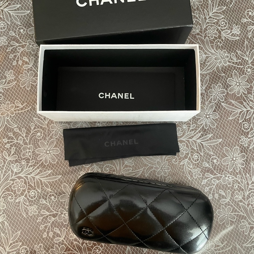 CHANEL Black Quilted Eyewear Case